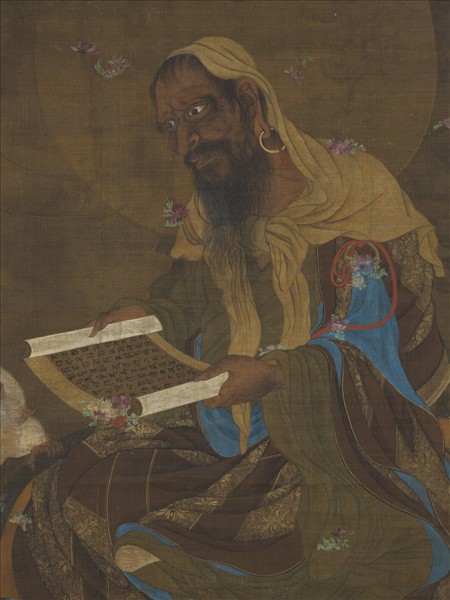 元人宣梵雨花圖　軸