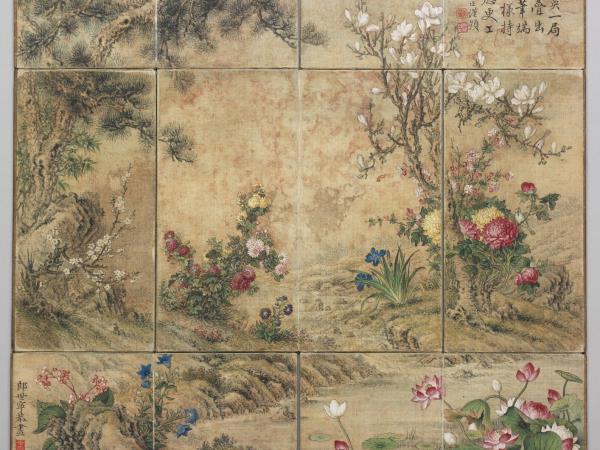 四季花卉紋棋盤