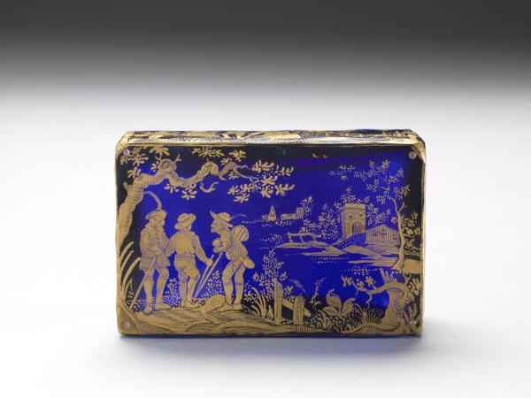 描金藍玻璃盒
