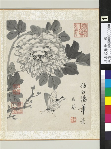 清王武花卉　冊　墨畫牡丹
