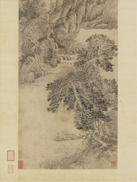 元王蒙石壁飛流圖　軸