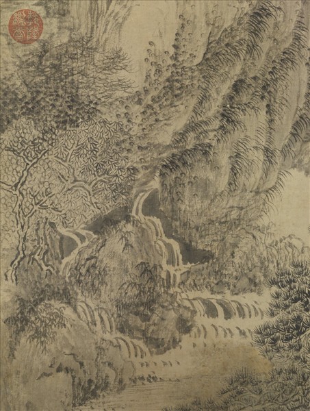 元王蒙石壁飛流圖　軸