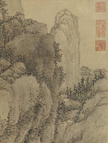 元王蒙石壁飛流圖　軸