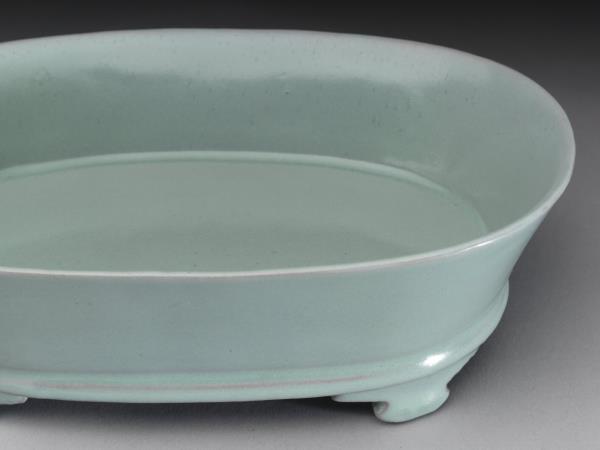 汝窯 青瓷無紋水仙盆