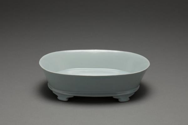 汝窯 青瓷無紋水仙盆