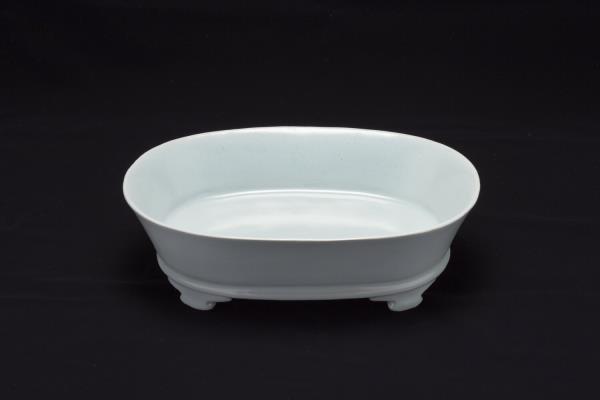 汝窯 青瓷無紋水仙盆