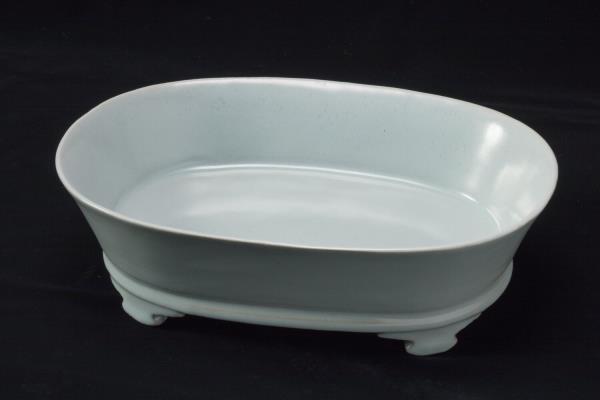 汝窯 青瓷無紋水仙盆