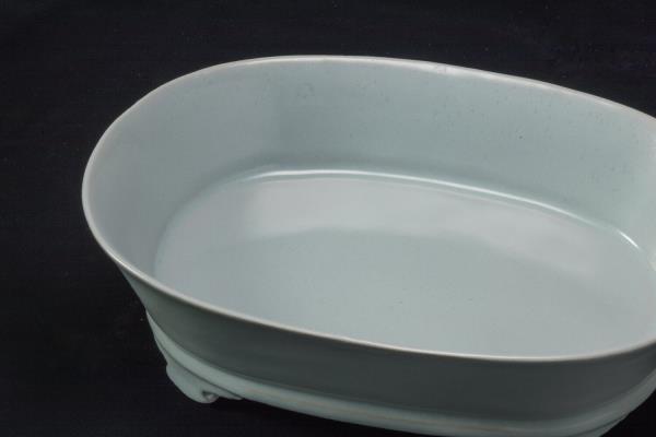 汝窯 青瓷無紋水仙盆