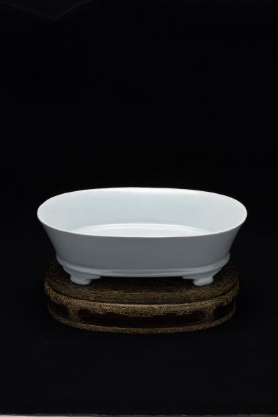 汝窯 青瓷無紋水仙盆