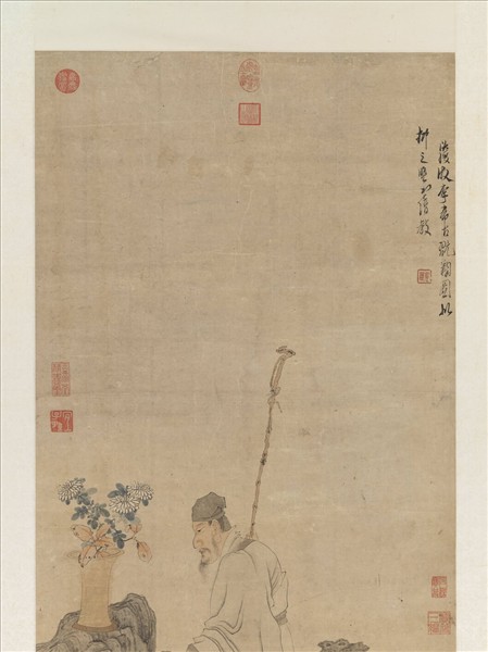 明陳洪綬玩菊圖　軸