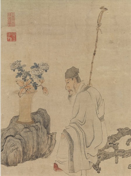 明陳洪綬玩菊圖　軸