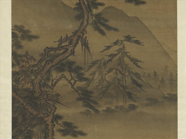 宋馬遠松間吟月　軸