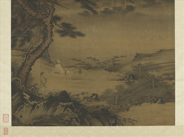 宋馬遠松間吟月　軸