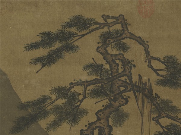 宋馬遠松間吟月　軸