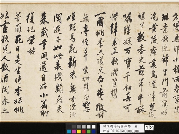 明沈周落花圖并詩　卷