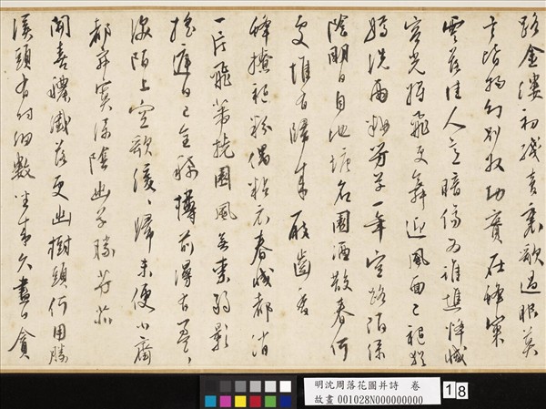 明沈周落花圖并詩　卷