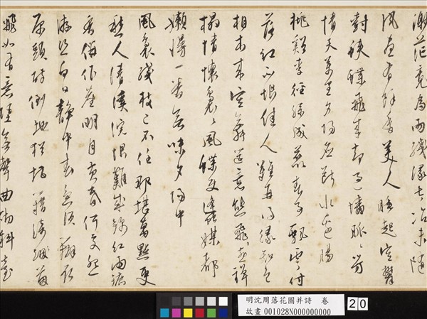 明沈周落花圖并詩　卷