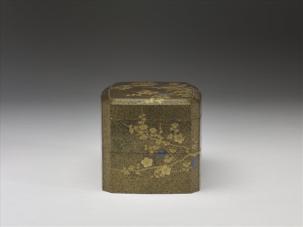 梅蒔繪二層方盒