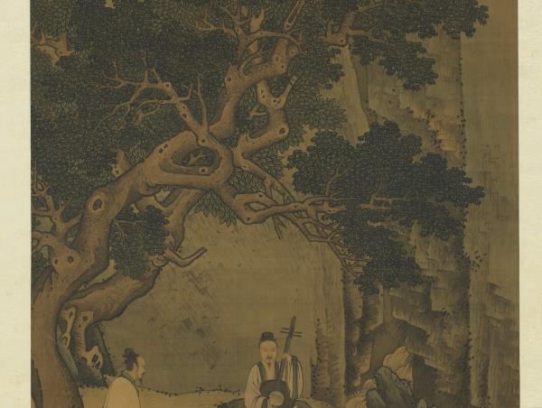 明周臣清泉聽阮圖　軸